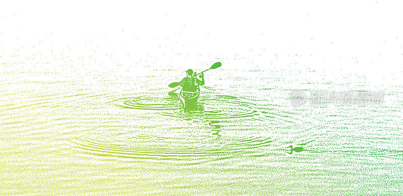 One man Kayaking and paddling on a Lake